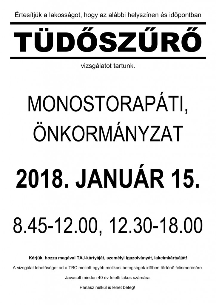 Tüdőszűrő 2017. január 15. Tudoszuro MONOSTORAPATI 724x1024