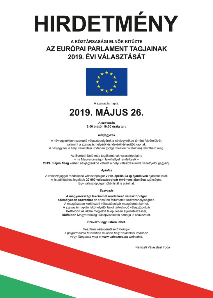 Hírdetmény Hirdetmeny Plakat EP2019 732x1024