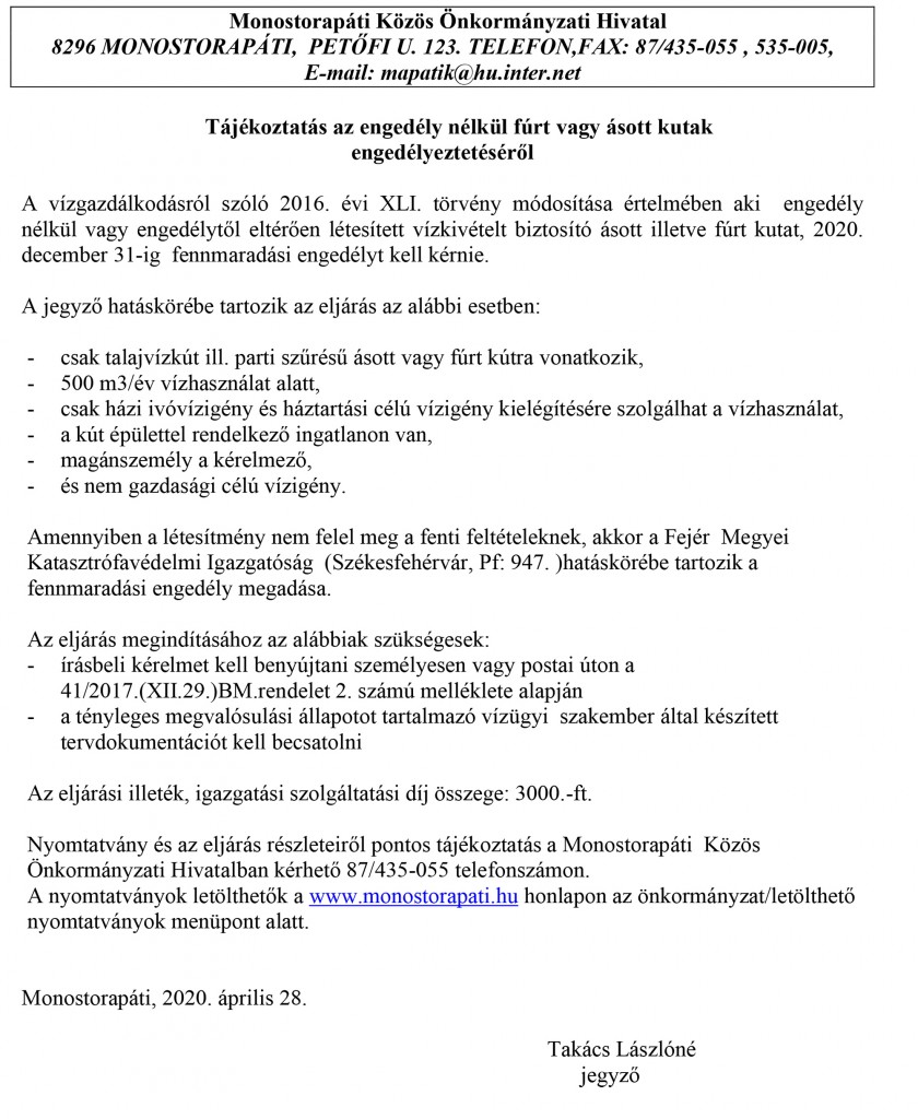 Kut Fennmaradasi Engedely Hirdetmeny 840x1024